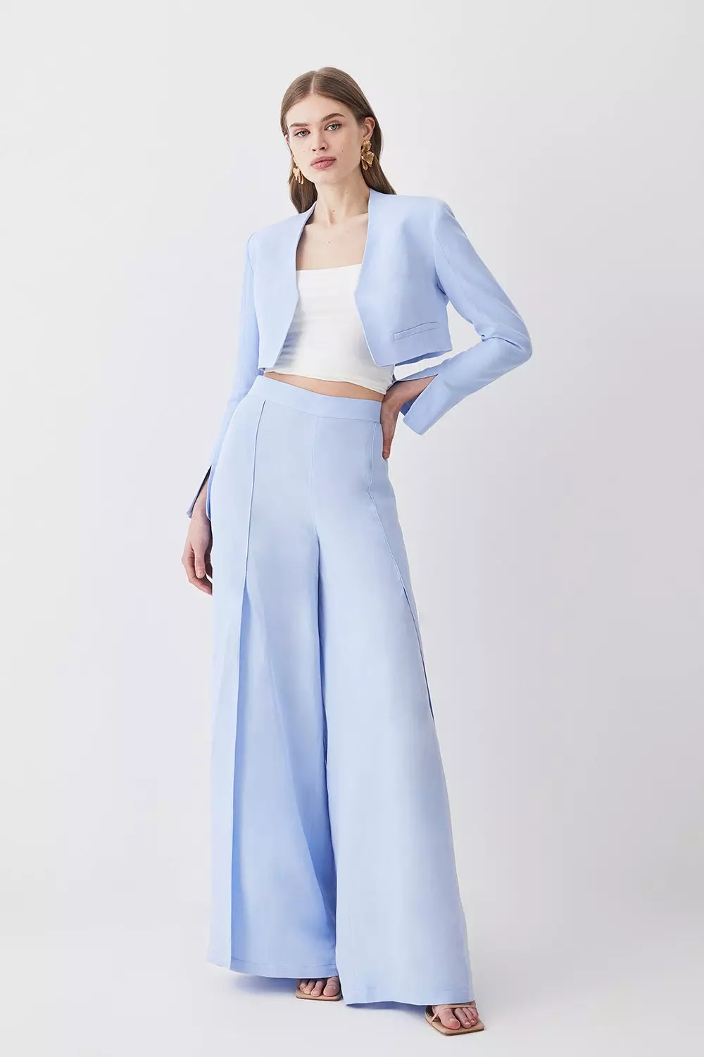 Light blue discount cropped jacket